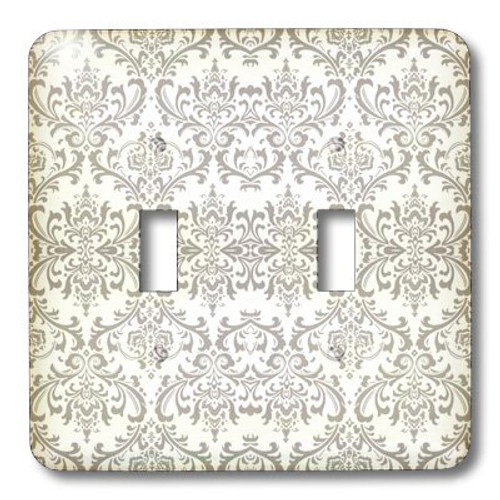 3dRose LLC lsp_100992_2 Dainty Silver Damask Pattern Double Toggle Switch