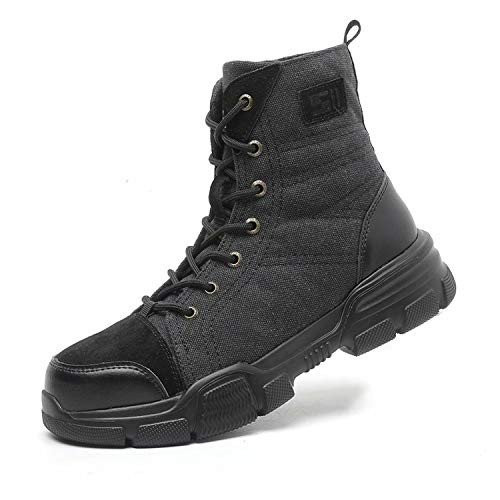 SUADEX Steel Toe Work Boots for Men Indestructible Composite Toe Hard Hiking Safety Boots Black