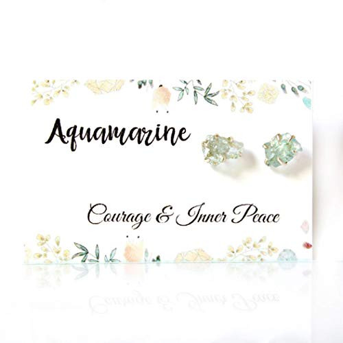 Raw Aquamarine Earrings Set in 925 Sterling Silver Studs