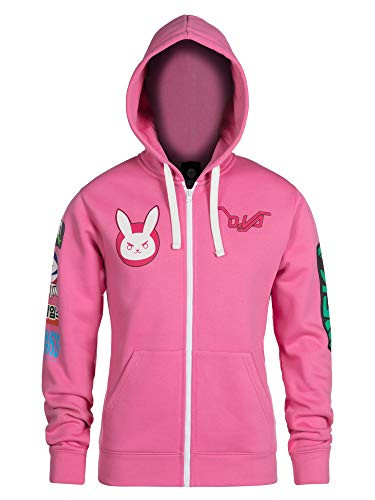 JINX Overwatch Ultimate D_Va Zip-Up Hoodie Pink Small
