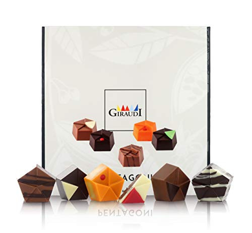 Giraudi Box of 25 Assorted Artisan Chocolates Pentagoni Handcrafted Chocolate Pralines from Italy - 250g  8_81oz