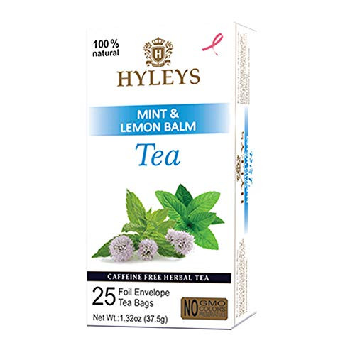 12 Pack of Hyleys Sleep Lemon Balm Herbal Tea - 25 Tea Bags Caffeine Free Gmo Free Gluten Free Dairy Free Sugar Free   100 Natural Decaf
