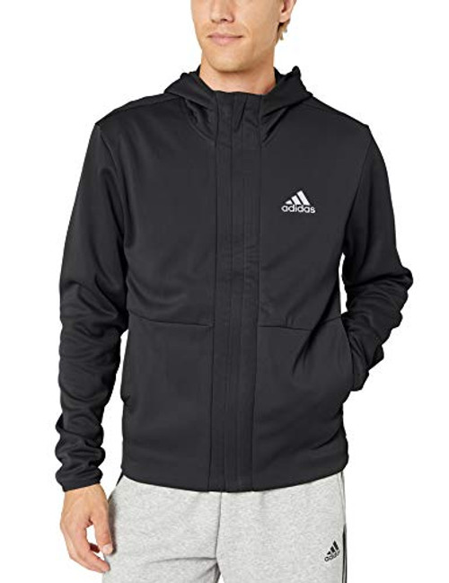 adidas Mens Team Issue Hoodie BlackHeatherWhite Medium