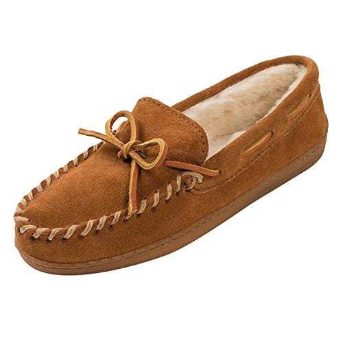 Minnetonka Mens Pile Lined Hardsole Slippers Brown 9_5 M