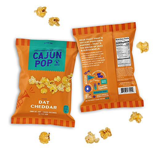 Cajun Pop Gourmet Popcorn Snack Packs  Flavored Cheese Popcorn Packs Already Popped Single Serve Bags Without Kernels Movie Snacks  24 Individual Bags 1_1oz  Dat Cheddar