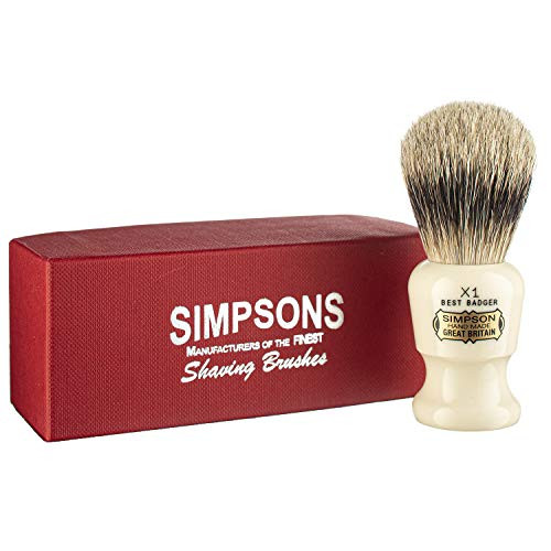 Commodore Best Badger Brush- Simpson Shaving Brushes - Faux Ivory Handle X1 Best