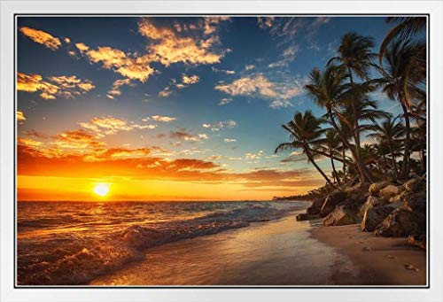 Sunrise Over Tropical Beach Palm Tree Ocean Photo Photograph Sunset Island Poster Tropical Nature Scene Palm Tree Scenic Relaxing Calm Sea Waves Sand Beautiful White Wood Framed Art Poster 20x14 Sunrise Over Tropical Beach Palm Tree Ocean Photo Photograph Sunset Island Poster Tropical Nature Scene Palm Tree Scenic Relaxing Calm Sea Waves Sand Beautiful White Wood Framed Art Poster 20x14