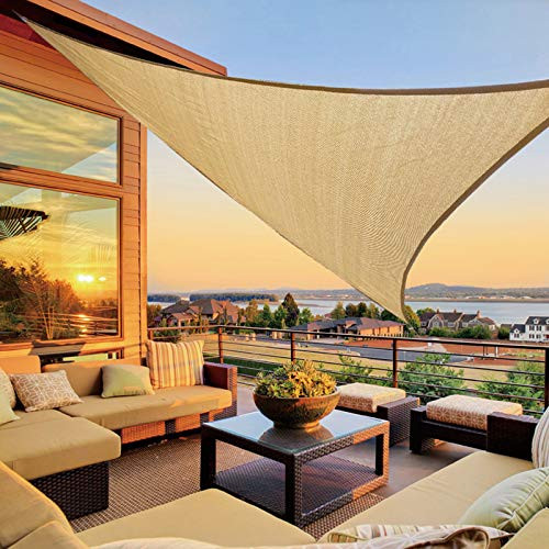 LOVE STORY 20 x 20 x 20 Triangle Sand Sun Shade Sail Canopy UV Block Awning for Outdoor Patio Garden Backyard