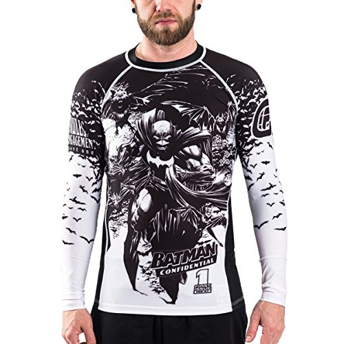 Fusion Fight Gear Batman Confidential Noir BJJ Rash Guard Compression Shirt XXL