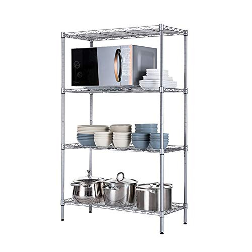 Sharehouse 4-Shelf Shelving Units and StoragePantry Organization and StorageSteel Organizer Wire Rack ShelfChrome21_6L x 11_8W x 43_3H