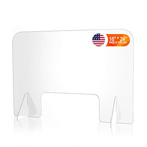 Desktop Countertop Protective Sneeze Guard Shield - Clear Acrylic Safety Barrier for Sneezing Coughing Droplets Germs and Screen Divider for Office Desk and Reception