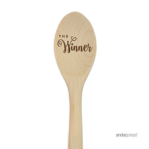 Andaz Press Laser Engraved Wooden Mixing Spoon Trophy Award Prize, 12-inch, Winner, 1-Pack
