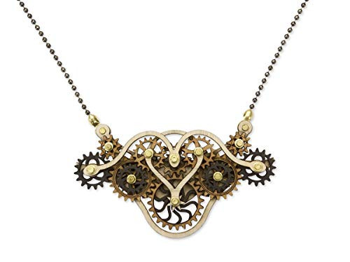 ComputerGear Steampunk Gears Necklace Kinetic Moving Gear Wooden STEM