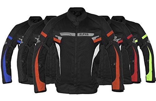 ALPHA CYCLE GEAR BREATHABLE BIKERS RIDING PROTECTION MOTORCYCLE JACKET MESH CE ARMORED ORANGE BOSS XX-LARGE