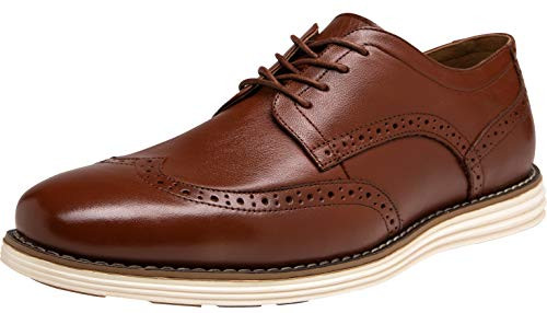 JOUSEN Mens Dress Shoes Leather Casual Oxford Wingtip Brogue Formal Shoes Business Derby Oxfords 10_5Wingtip-Oxblood