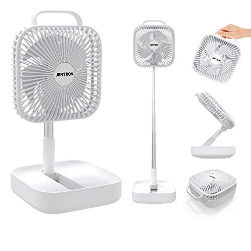 Oscillating Fan Desk Fan 4 Speed Portable Small Floor Fan Ultra Quiet Standing Fan Outdoor Fan Height Adjustable Small Fan 10000mAh USB Powered Table Fan Small Fan for Home Kitchen Office   Camping