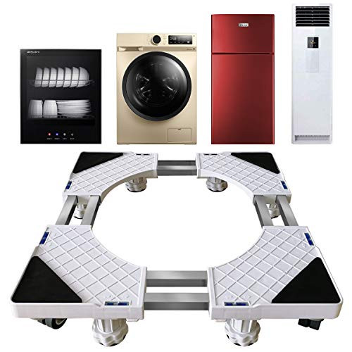 Adjustable Furniture Dolly Mobile Washing Machine Stand Movable Refrigerator Base Dryer Moving Cart Furniture Roller with 8 Feet 4 Swivel Wheels with Lock
