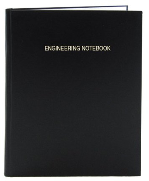 BookFactory Black Engineering Notebook - 312 Pages _25 Engineering Grid Format 8 78 x 11 14 Engineering Lab Notebook Black Cover Smyth Sewn Hardbound EPRIL-312-LGS-LKT4