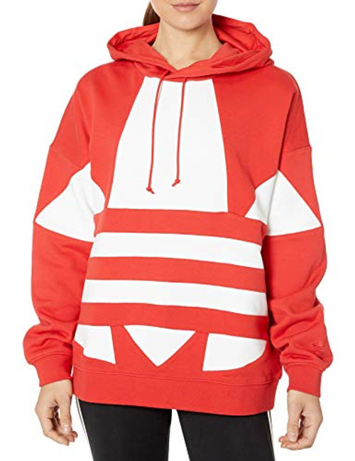 adidas Originals Womens Large Logo Hoodie Sweatshirt Lush RedWhite M