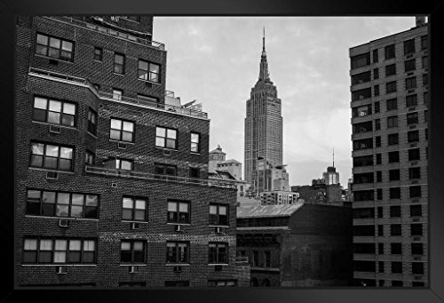 Empire State Building New York City NYC Black and White Photo Black Wood Framed Art Poster 20x14 inch Empire State Building New York City NYC Black and White Photo Black Wood Framed Art Poster 20x14 inch