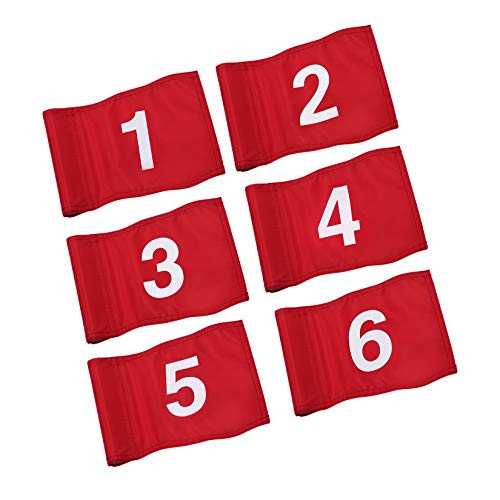 KINGTOP Numbered Golf Flag with Tube Inserted All 8 L x 6 Putting Green Flags for Yard 420D Nylon Mini Pin Flags  1-6