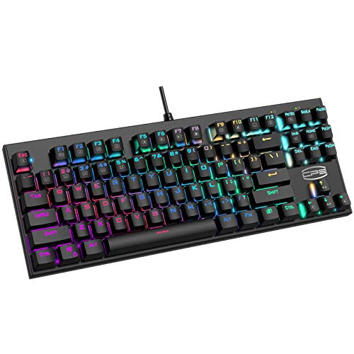 CP3 Mechanical Gaming Keyboard RGB Wired Keyboard Anti-ghosting 87 Key PC Keyboard with Blue Switches for Laptop Windows PC Games and Work