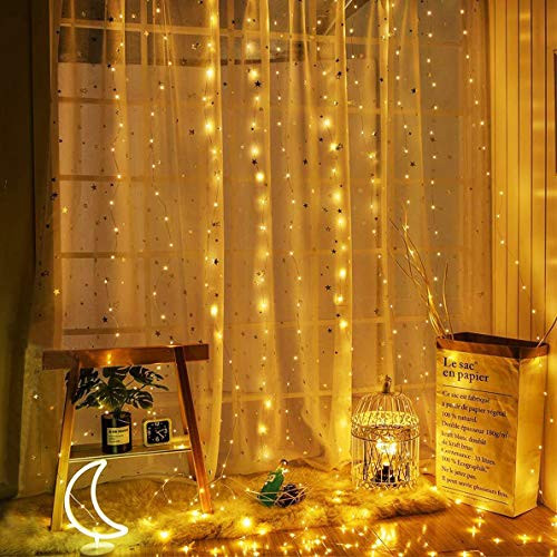 Christmas String Lights 33 Ft 100 Led Fairy String Lights Battery Operated Outdoor and Indoor Decorative Copper String Lights Wire Lights for Bedroom Patio Curtain Tree Party Holiday Decor