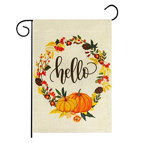 Besteek Hello Fall Garden Flag Pumpkin Thanksgiving Garden Flag Fall Flag Vertical Double Sided Buffalo Check Plaid Fall Yard Flag Autumn Burlap Yard Outdoor Decor 12_5 x 18 Inch Besteek Hello Fall Garden Flag Pumpkin Thanksgiving Garden Flag Fall Flag Vertical Double Sided Buffalo Check Plaid Fall Yard Flag Autumn Burlap Yard Outdoor Decor 12_5 x 18 Inch