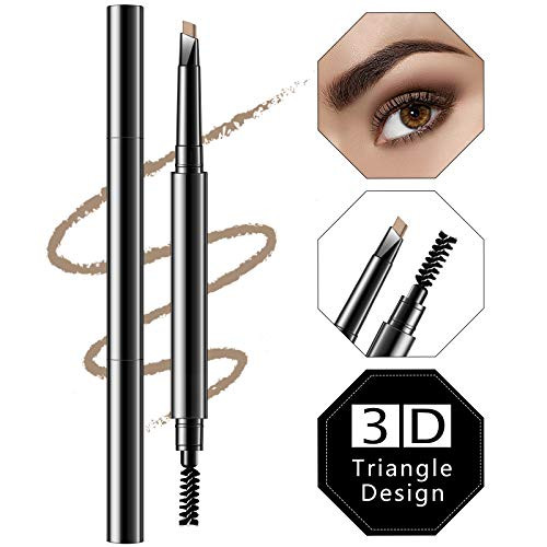 2 Pieces Eyebrow Pencil Long Lasting Eyebrow Pencil with Brush Waterproof Brow Pencil Retractable Brow Pencil Sweat-proof Smudge-Proof Eye Brow Makeup Kit for Makeup Light Brown