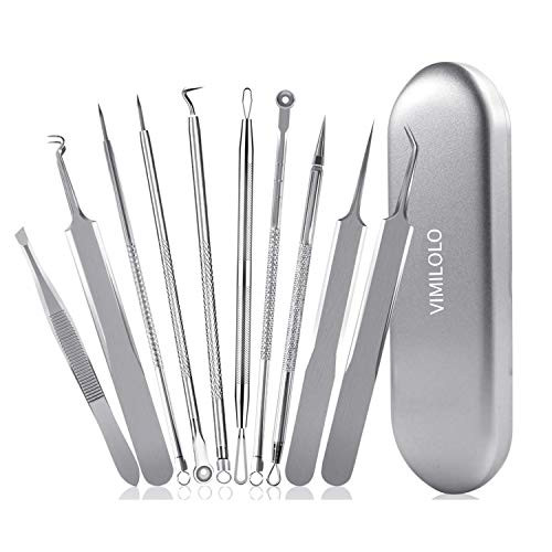 Blackhead Remover ToolsVIMILOLO Pimple Blemish Comedone Acne Extractor Remover Tool Stainless Steel Pimple Tweezers Set-10PCS
