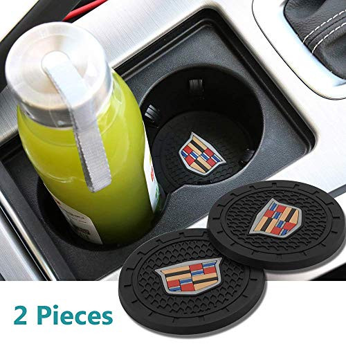 Chuangzhi Sales Fit Cadillac Cup Coaster with Car Logo Slip Silicone Coasters Car Cup Holder Durable Cup Mat Set of 2 Fit Cadillac