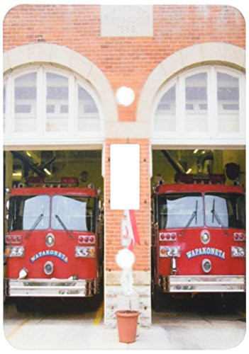 3dRose lsp-93377-1 Fire Station With Trucks At Wapakoneta Ohio Single Toggle Switch Multicolor