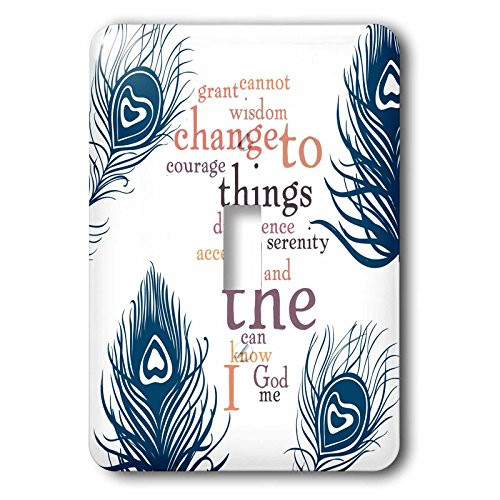 3dRose lsp-63570-1 Peacock Feathers Serenity Prayer Word Art Single Toggle Switch