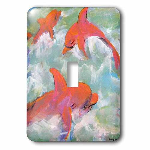 3dRose lsp-66374-1 Neon Dolphins swimming in rough seas Single Toggle Switch