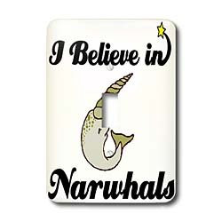 3dRose lsp-105388-1I Believe In Narwhals Single Toggle Switch Multicolor