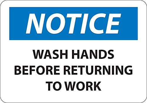 National Marker N43RBNotice Wash Hands Before Returning to Work Sign Rigid Plastic 10 x 14