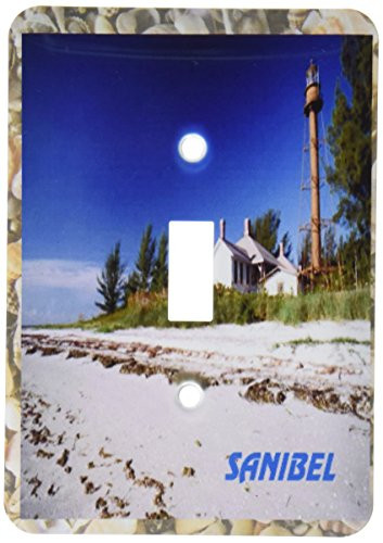 3dRose lsp-43735-1Famous Sanibel Lighthouse Framed In seashells-Single Toggle Switch