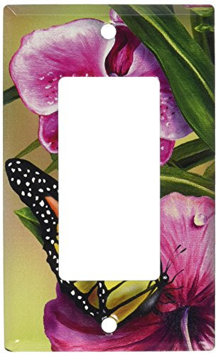 Art Plates - Monarch  and  Flowers Switch Plate - Single Rocker