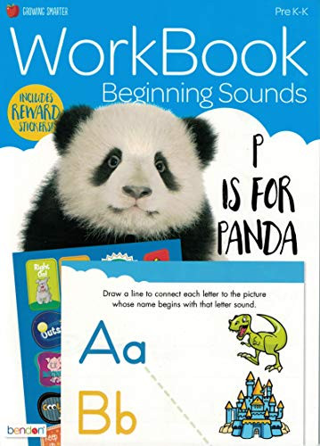 Growing Smarter 32-Page Beginning Sounds Workbook with Stickers Pre-K to K