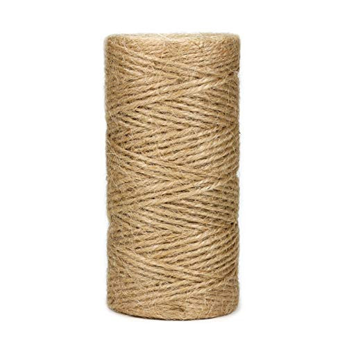 Natural Jute Twine String Rolls - 328 Feet 3 ply Durable Brown Twine Rope for Crafts Wrapping Packing Gardening Artworks Picture Display Recycling and Wedding Decor 2 mm 1 Pack