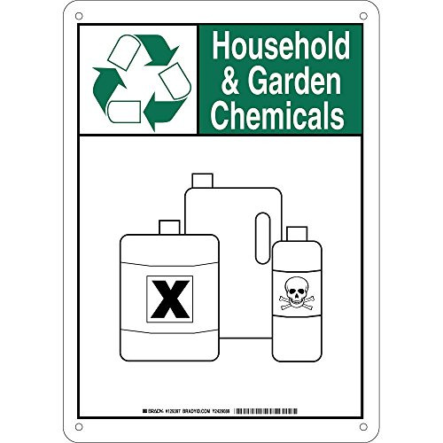 Brady 129397 Recycle and Environment Sign LegendHousehold and Garden Chemicals 14 Height 10 Width Green and Black on White