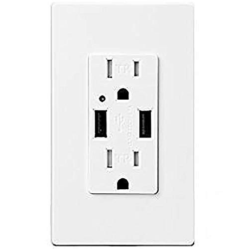 TOPELE High Speed USB Charger Outlet, 4.2a USB Wall Charger with 15A Tamper-Resistant Duplex Receptacle, Child Proof Safety, Wall Plates Included, UL Listed, White