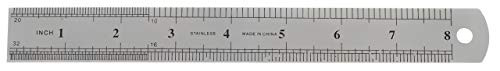 Stainless Steel Metric and Imperial Ruler - 8 Inch - Metal Flexible Ruler - Inch Metal Ruler Steel