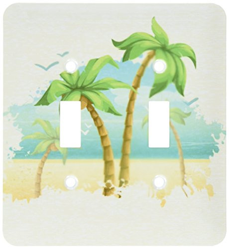 3dRose lsp-104499-2Pretty Palm Trees Beach Scene Summer Nature Design Double Toggle Switch Multicolor