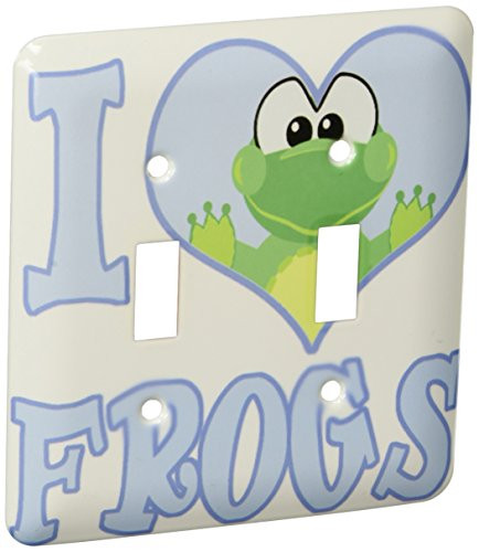 3dRose lsp-102135-2 I Heart Love Frogs Cartoon Double Toggle Switch