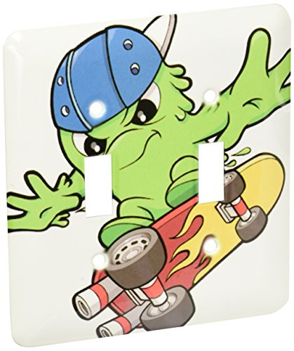 3dRose lsp-102287-2 Silly Skateboarding Boogie Monster Cartoon Double Toggle Switch
