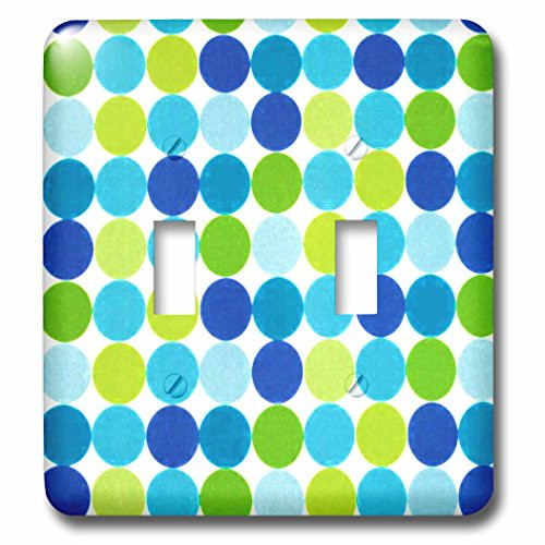 3dRose lsp-62432-2 Trendy Painted Large Blue n Green Dots Double Toggle Switch Multicolor