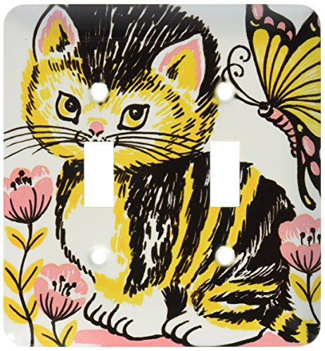3dRose lsp-56059-2 The Kitten and the Butterfly Toggle Switch