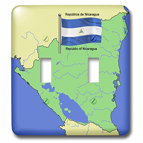 3dRose lsp-50279-2 Flag and Map of Nicaragua with the Republic of Nicaragua printed in both English and Spanish Double Toggle Switch