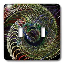 3dRose lsp-62025-2Fractal Multi Colored Spirals Double Toggle Switch Multicolor